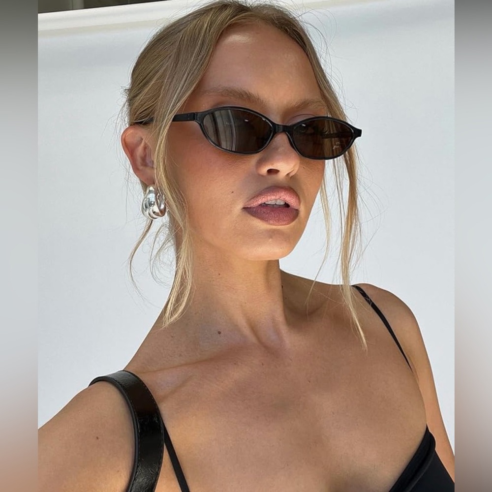 Women's Slim Cat-Eye Sunglasses - Black